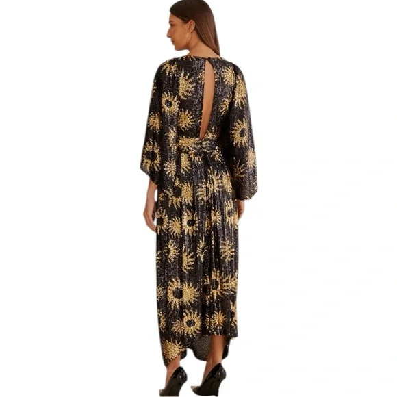 NWT RARE Farm Rio Sunny Mood Sequin Maxi Dress Black Gold Extra Large XL - Picture 3 of 16
